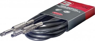 Stagg SGC6 Instrumento Cable 6m, de calidad Teléfono Plug-Phone, Derecho - Estándar, Negro