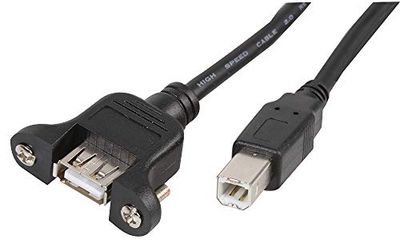 PRO SIGNAL PSG91627 USB B Plug to USB A Chassis Mount Socket, 1m