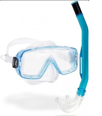 CRESSI Sirena & Island 2.0 Clear/Aquamarijn Snorkelen Combo Set Masker Sirena + Snorkel Island 2.0, Transparant/Aquamarijn, One Size, Unisex