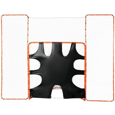 VEVOR Porta da lacrosse 3-in-1 con dispositivo antiritorno e bersaglio, rete da lacrosse 12' x 9', attrezzatura per rimbalzo da lacrosse con telaio in acciaio, rete da allenamento facile e veloce