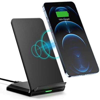 BHHB Snelle draadloze oplaadstandaard, 15 W draadloze oplader compatibel met iPhone 15 14 13 12 Pro 12 11 XS Max XR X 8 Plus, Samsung Galaxy S23 S22 S21 S10 mobiele telefoon Qi inductief laadstation
