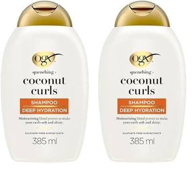 OGX Coconut Shampoo for Curly Hair 385 ml Sulfate Free Surfactants (Packing may vary) (Pack of 2)