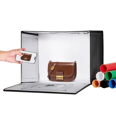 VEVOR Box Fotografico Studio Scatola Luminosa 41x30x30,5 cm, Kit Light Box 3000-5600K, Temperatura Colore Regolabile 120 LED 6 Fondali, Scatola Luminosa Fotografica Studio, Tenda Studio Fotografico