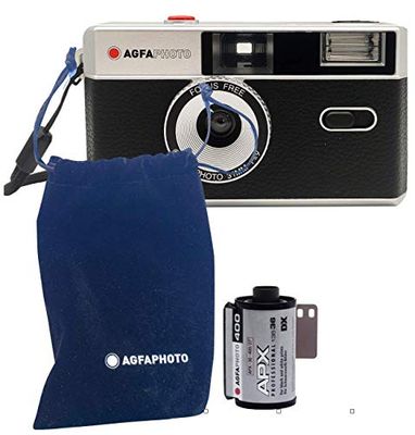 AgfaPhoto - Fotocamera analogica da 35 mm, set con pellicola negativa in bianco e nero + batteria
