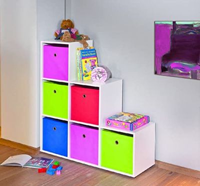 Dmora Bibliothèque à 6 Compartiments en laminé Blanc 105 x 33 x 109 cm, stratifié