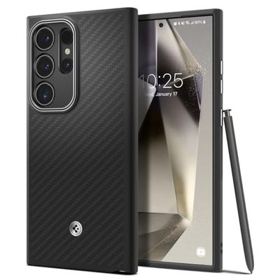 Spigen Enzo Aramid Case Compatibel met Samsung Galaxy S24 Ultra hoesje -Zwart