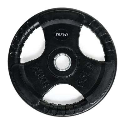 TREXO 25 kg belasting 43 cm diameter schijf met handgrepen gietijzer gecoat voor lange halters duurzame ergonomische schijf fitness krachttraining crossfit RW25