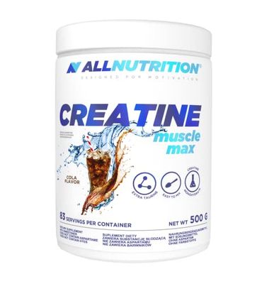 ALLNUTRITION Creatine Muscle Max Food Suplement - Creatine Monohydrate with Taurine - Performance Boost and Muscle Recovery - No Added Sugar - Instant Powder 500g - Cola