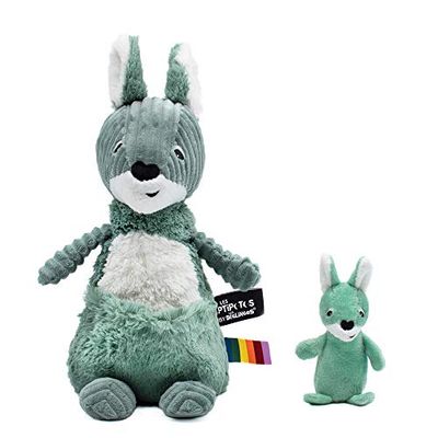 PTIPOTOS BY LES DEGLINGOS - ALLEZOU KANGOUROU MAMAN/BEBE - PELUCHE ULTRA DOUCE - CADEAU NAISSANCE ANNIVERSAIRE NOEL - 33CM - VERT