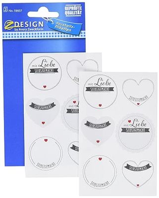 AVERY Zweckform 59937 Lot de 12 Étiquettes Autocollantes de Ménage, Étiquettes de Conserves
