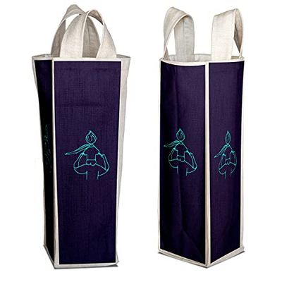 Bonamaison Stampato Digitale Borsa per vino, Borsa Porta Vino in 50% Cotone - 50% Poliestere, Sacchetto di Vino e Champagne, 1 Pezzo, Dimensioni: 31 x 9 cm