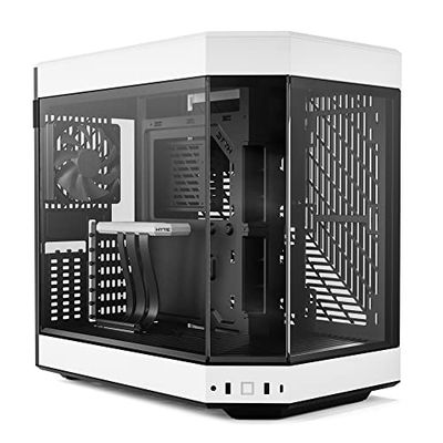 HYTE Y60 Moderne esthetische dubbele kamer panoramisch gehard glas middentoren ATX computer gaming case met PCIE 4.0 Riser kabel inbegrepen, wit (CS-HYTE-Y60-BW)