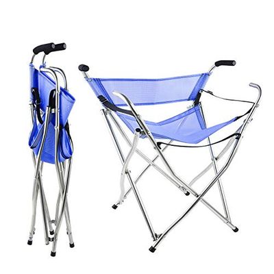 Freshore Canes And Walking Sticks Sedile Pieghevole 300lbs - Sedile Sportivo Cane 4 Sgabello Walker per Campeggio Baston con Asiento (Taglia XL Blu)