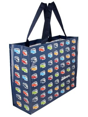 BRISA VW Collection - Volkswagen herbruikbare shopper-boodschappentas tas met T1 Bulli Bus motief, Bulli Parade/Kleurrijk, 26 L, VW T1 bus