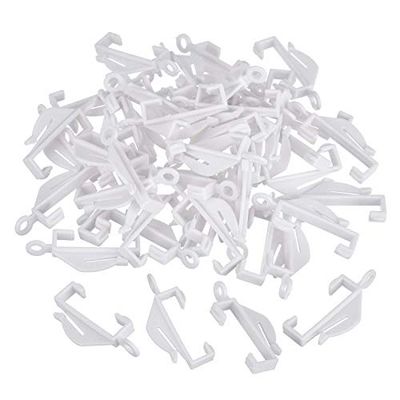 Merriway BH03823 (60 Pcs) Curtain Rail Track Glide Hooks Gliders for Decorail Integra Track White - Pack of 60 Pieces