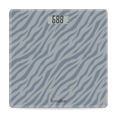 TERRAILLON - One Grey SAND - elektronisk personvåg, kompakt och ultraplatt, glasplatta 27 cm x 27 cm, LCD-skärm, kapacitet 160 kg, examen 100 g, grå sandskärm