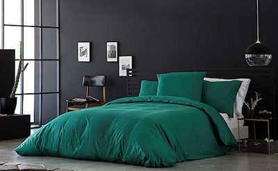 BOHEME Funda Nórdica Satén Verde Floresta 140x200 - Cama 90 Cm