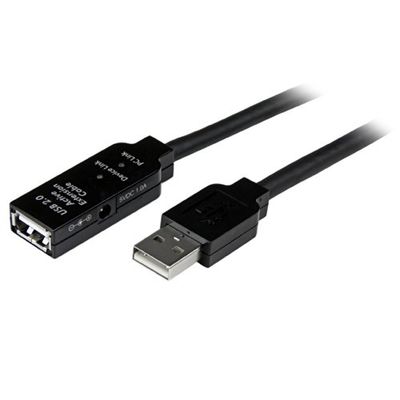 StarTech.com Cabo de extensão de extensão de 20 m USB 2.0 Hi Speed de alta velocidade ativo amplificado - macho para fêmea USB A - preto