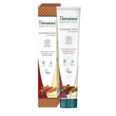 Ecocert Cosmos Natural certifié Himalaya Botanique Complete Care Dentifrice aux herbes aux Actifs Bio, Saveur cannelle, combat la plaque dentaire, sans fluor, sans gluten ni SLS, 75 ml