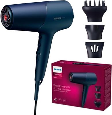 Philips Secador de Pelo Serie 5000, 2300w, con Tecnología ThermoShield, Boquilla UltraEstrecha, Boquilla Estrecha y Disfusor, BHD510/20, Negro