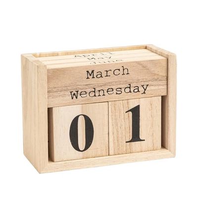 Bloomingville Paulownia Wood Perpetual Calendar, Nature