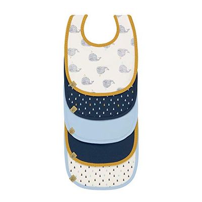 Conjunto de babetes LSJFS SSIG para bebés (5 peças) com fecho de velcro, de algodão impermeável/valor pack babetes Little Water Whale
