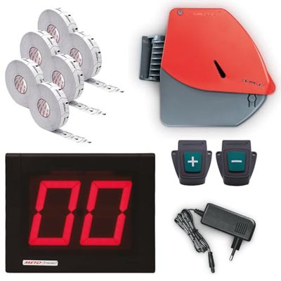 Meto Turn-O-Matic Start Pack S32 PB – Sistema di gestione efficiente delle code con display, pulsanti push cablati, dispenser di biglietti e 24.000 biglietti
