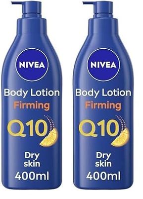 NIVEA Q10 Firming Rich Body Lotion with Vitamin C (400ml), NIVEA Moisturiser for Firmer Skin with Q10 and Vitamin C, NIVEA Body Lotion for Dry Skin (Pack of 2)