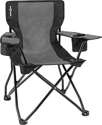 BRUNNER 0404038N.C20 Silla Plegable de Camping con reposabrazos Anchos, Marco de Seguridad antivuelco, Gris/Negro, Capacidad de 102 kg