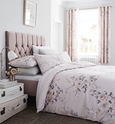 Catherine Lansfield Canterbury 135 x 200 cm påslakan och 1 80 x 80 cm örngott blush