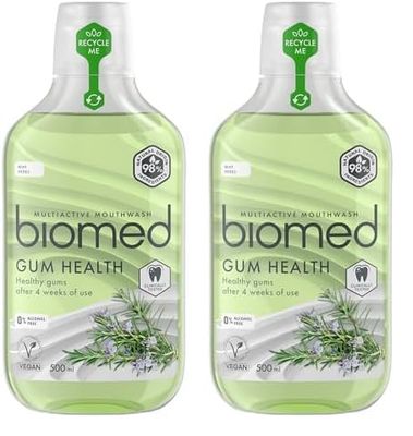 BIOMED Enjuague Bucal Natural Vegano para Cuidado Completo y Encías Sanas sin Alcohol Well Gum 500 ml (Paquete de 2)