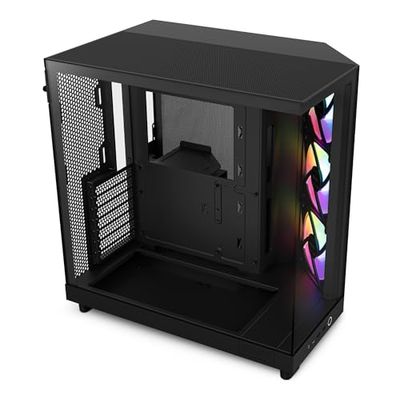 NZXT H6 Flow RGB Caja PC Gaming ATX | Mid-Tower de Cámara Dual Compacta| Incluye 3 ventiladores de 120 mm RGB | Paneles de Cristal Panorámicos | Color Negro | CC-H61FB-R1