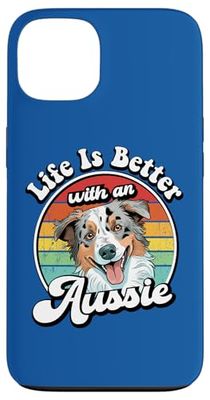 Retro Vintage Life Is Better Blue Merle Australian Shepherd Custodia per iPhone 13