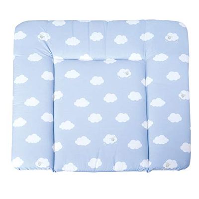 roba Colchão trocador impermeável para meninas e meninos - Kleine Wolke - 85 x 75 cm - design de nuvens - tapete com revestimento de PU para bebés - azul claro / branco