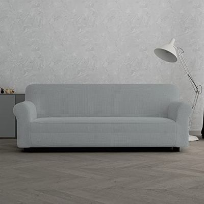 Italian Bed Linen “ Iris” Funda para sofà, 96% poliéster + 4% Elastano, Gris Claro, 3 Plazas