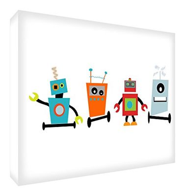 Feel Good Art ROBOTS-A6BLK-15ES decoblok "Happy Roboter", 10,5 x 15 x 2 cm, meerkleurig