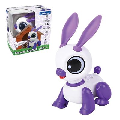 Lexibook Power Rabbit Mini - Il mio piccolo robot coniglio - Robot coniglio con suoni, musica, effetti luminosi, ripetizione vocale e reazione sonora, giocattolo per bambini e bambine - ROB02RAB
