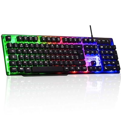 The G-Lab – Keyz Neon – High Performance Gaming Keyboard – Ultra-Responsive Membrane – Rainbow Backlight – Layout French