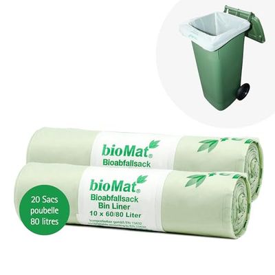 bioMat Set de 10 Sacs Poubelle Compostables - Lot de 2 6080