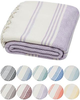 DEMMEX 100% cotone biologico certificato e tintura organica prelavata XL Diamond Weave asciugamano turco Peshtemal coperta per bagno, spiaggia, piscina, spa, palestra, 180x90cm
