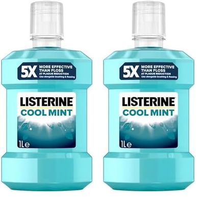 Listerine Essentials Cool Mint Mouthwash 1L (Pack of 2)