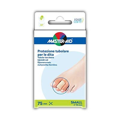 MASTER AID Footcare Dita - Protezione Dita - Protezione Tubolare per le Dita di Piedi e Mani - Lavabile e Riutilizzabile - Formato Large - 1 Confezione da 2 Pezzi - 75mm - Diametro 25mm