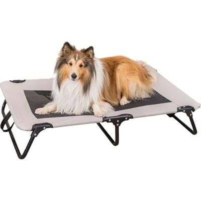 TRIXIE Lettino per cani Strong Edition in beige/nero – lettino stabile e confortevole per cani fino a 35 kg – pieghevole e facile da pulire – 120 × 19 × 70 cm – 28213