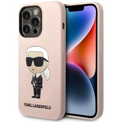 KARL LAGERFELD KLHMP14LSNIKBCP - Carcasa rígida para iPhone 14 Pro de 6.1 Pulgadas, Color Rosa
