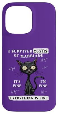 I Survived 25 Years Of Marriage Funny Silver Wedding Husband Case for iPhone 14 Pro Max
