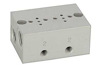 RIEGLER 106651-1099.02 - Placa base de 2 filas, M5 para mini válvulas de solenoide de 15 mm, 1 unidad