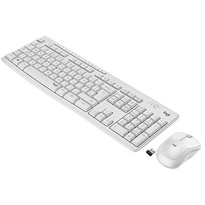 Logitech MK295 Kit Souris Clavier sans Fil avec Technologie SilentTouch, Touches de Raccourci, Guidage Optique, récepteur Nano USB, Connexion sans Fil sans délai, Skand. QWERTY Disposition Blanche