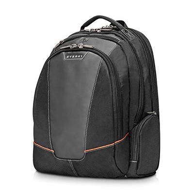Everki Flight Mochila para portáteis de até 16 polegadas (40,6 cm) com um conceito de compartimento bem pensado, para iPad/tablet com forro macio e outras características, preto, EKP119