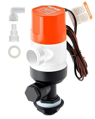VEVOR Pomp voor fontein, Vivo recht, 12 V, 1100 GPH met dubbele ingang, ABA-behuizing, afneembare motorcartridge, corrosiebestendige pomp voor levend water