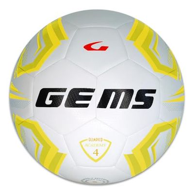 GEMS UN07-0307 Olympique Academy Unisex Ballon de Football récréatif Blanc/Jaune Taille 4